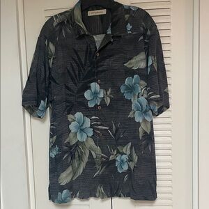 Tommy Bahama Black and Blue Floral Men's Shirt